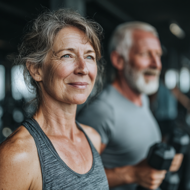 Група літніх людей радіє після тренування